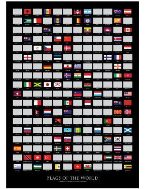 Flags Of The World Scratch Poster - A2 Black Portrait